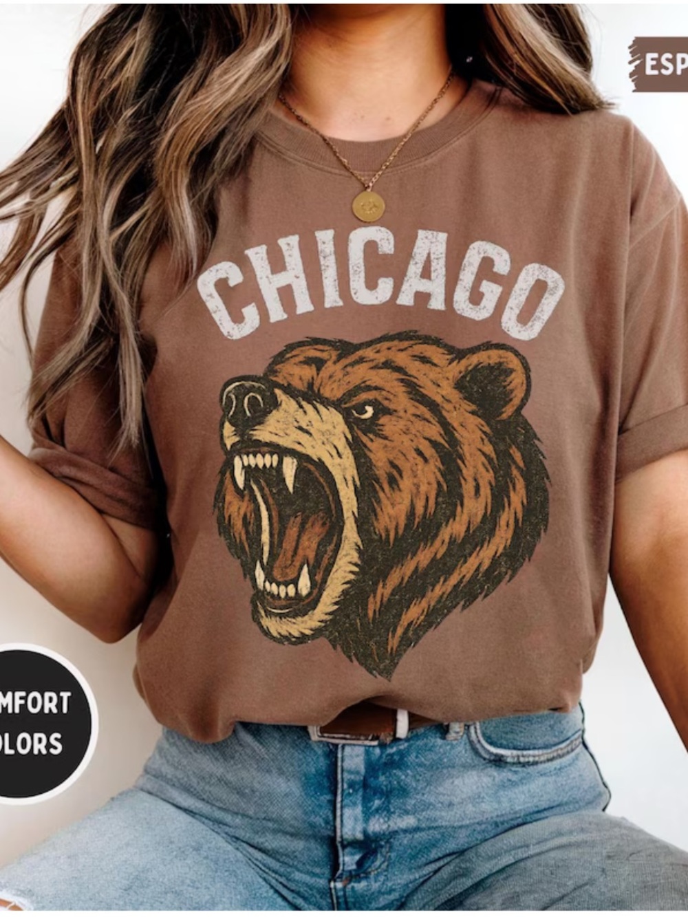 Comfort Colors Chicago Bear Graphic Tee, Retro Game Day Football Tee For Unisex